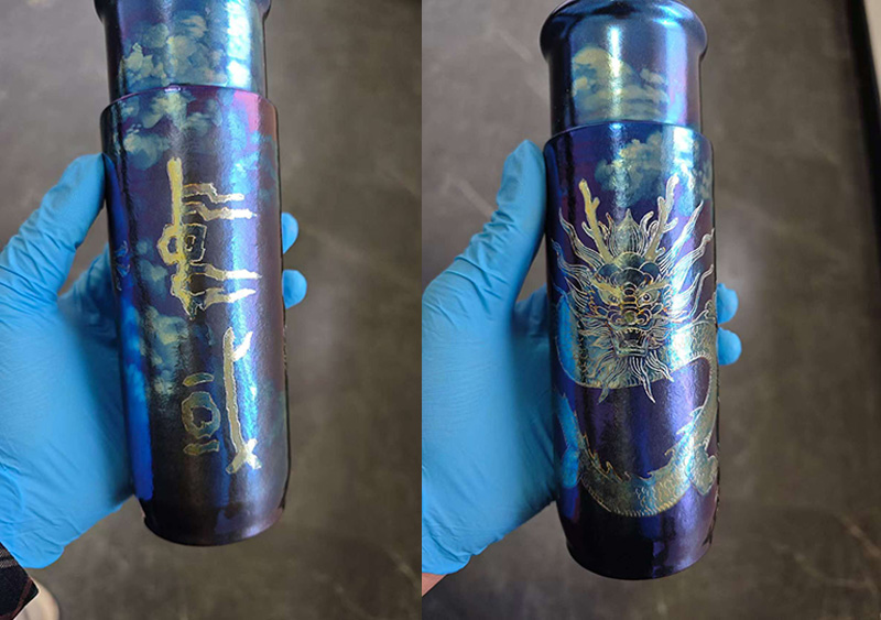 彩钛《中国龙》钛保温杯图案完成！